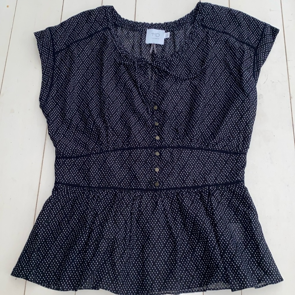 HD in Paris Navy Polka Dot Cap Sleeve Blouse